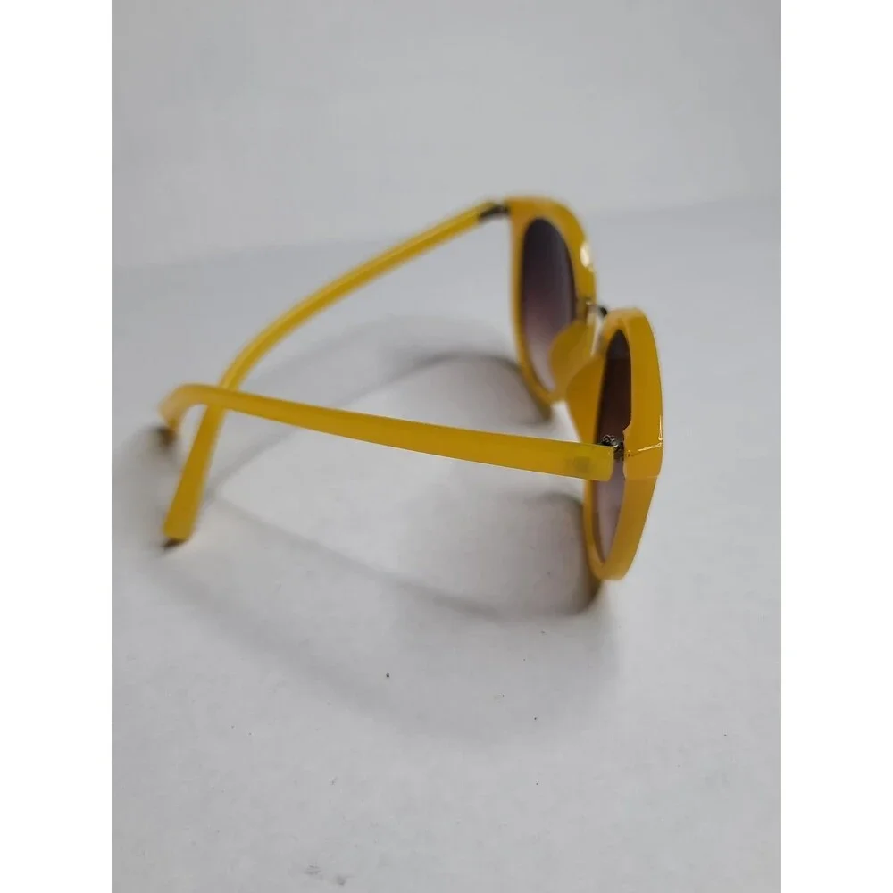 Sun Shades Round Yellow Women's Sunglasses Brown Tinted Lenses